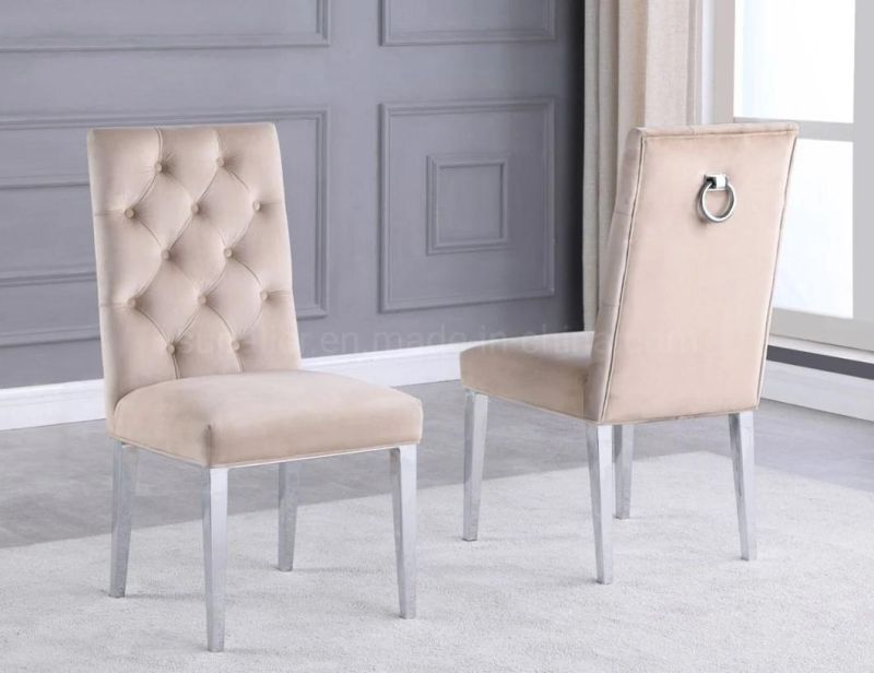 2020 Hot Selling European Style Luxury Pink Velvet Dining Chair