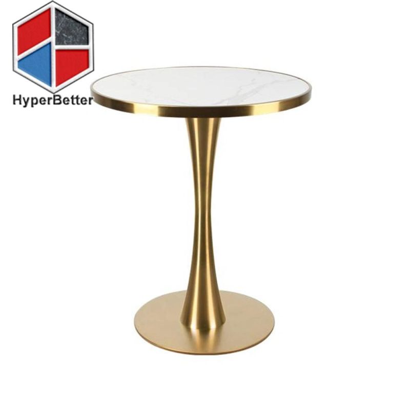 Artificial Marble Carrara Coffee Table with Gold Ring