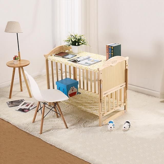 European French Solid Wood Bedroom Furniture Baby Cot Set and Baby Swing Bed with Storage Drawers