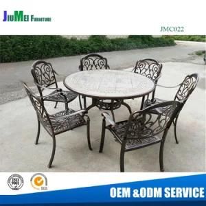 Outdoor Garden Cast Aluminum Kd Dining Table and Stackable Chair (JMC022)