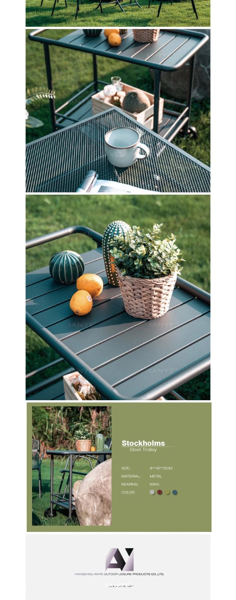 Modern Furniture Premium Steel Rust Resistant Knock Down Garden Removable Dining Cart