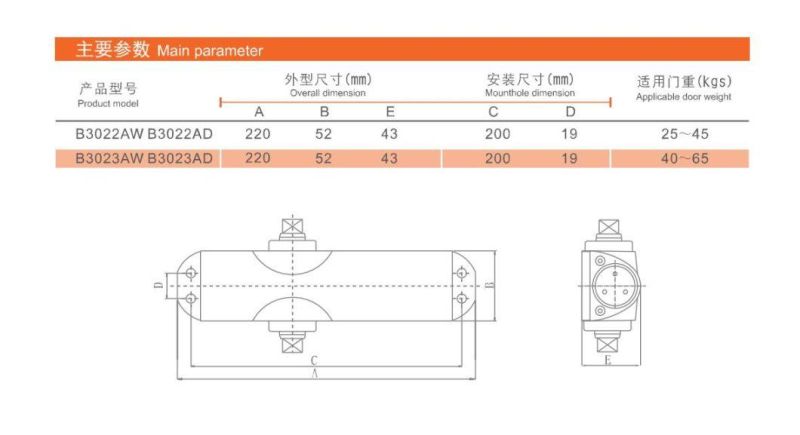 European Style Door Hardware Adjustable Aluminum Hydraulic Automatic 180 Degree Commercial Door Closer