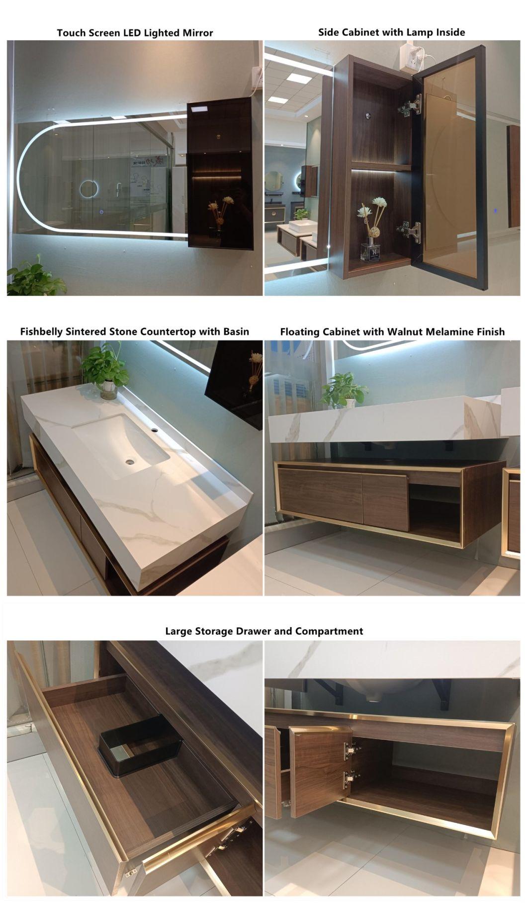 European Melamine Wood Floating Bathroom Sink Cabinet Vanities for Hotel