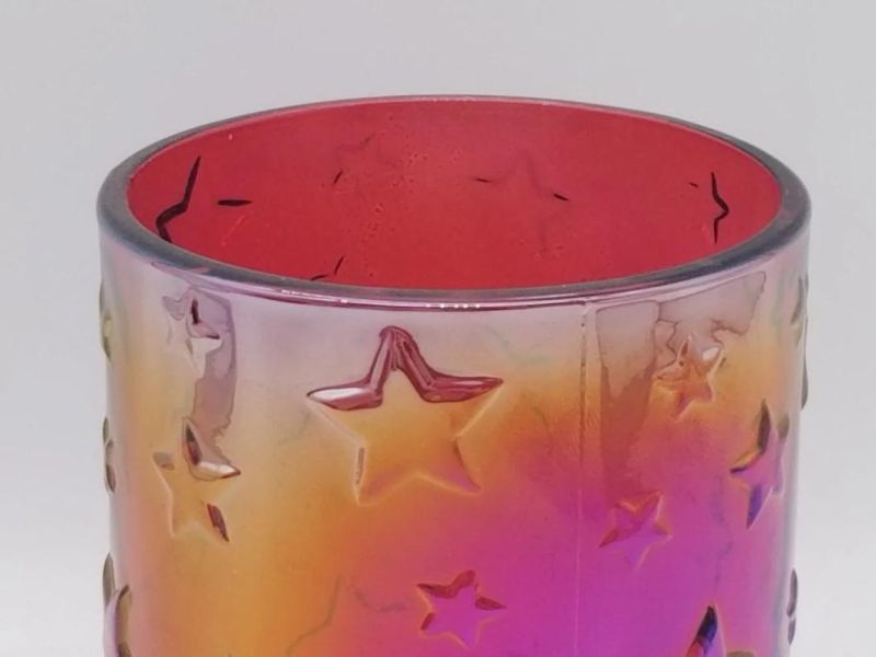 Glass Candle Holder with Irisated Color and Various Size for Decoration