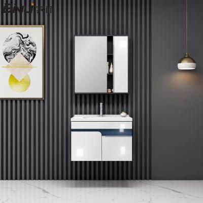 European Sanitary Ware Melamine High Shiny Finish Wash Basin Bathroom Vanity with Mirror Cabinet