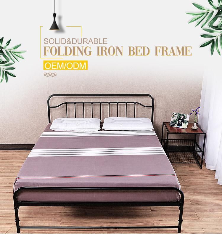 Double Metal Bed Adult Metal Bed for Mattress Foundation Platform