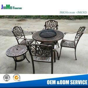 Outdoor Cast Aluminum Chair and Cast Aluminum Table with Firpit and Ice Bucket (JMC021)