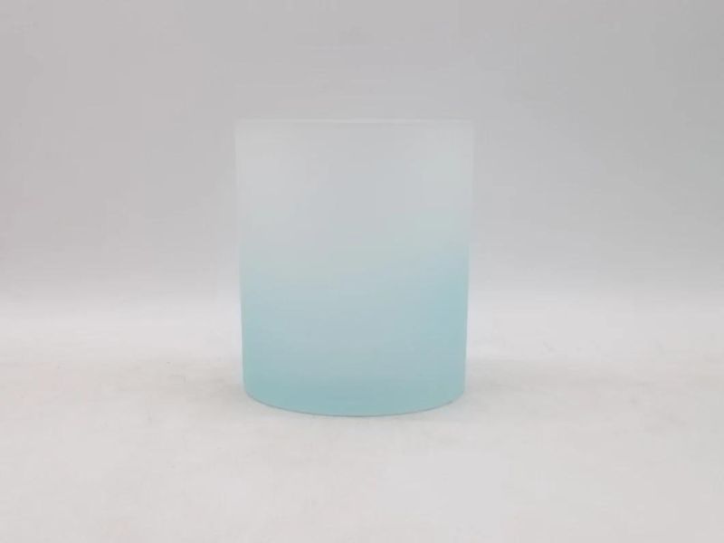 Glass Candle Holder with Customized Frosted or Shiny Spray Color