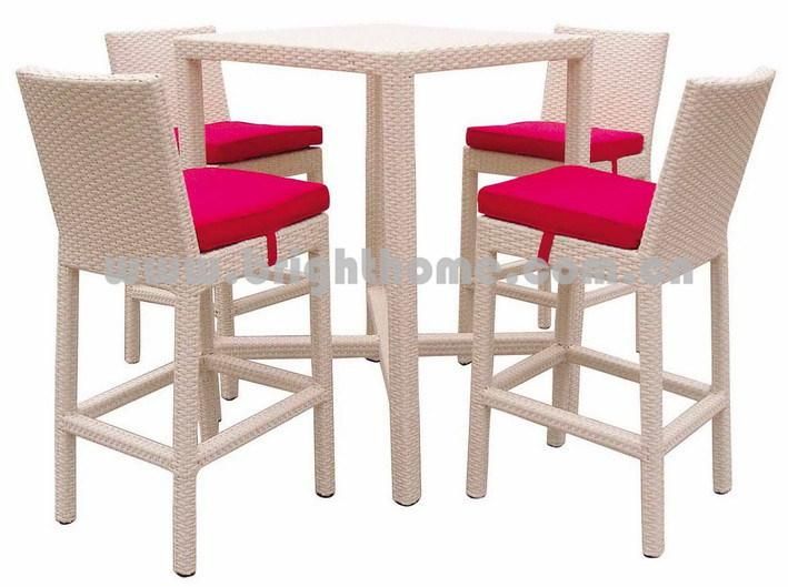 Aluminium PE Rattan Garden Bar Set Outdoor Furniture