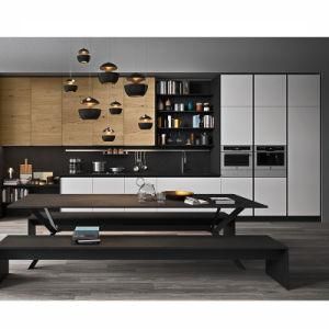 White Lacquer European Style Islands Handless Cheap Price Laminate HPL Wood Kitchen Cabinet