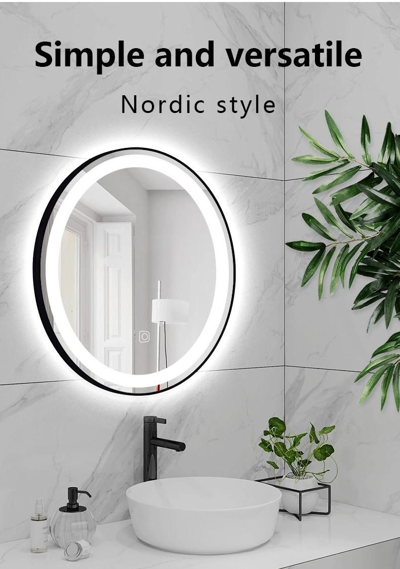 Modern European-Style LED Decorative Dressing Aluminum Frame Round Bathroom Mirrors