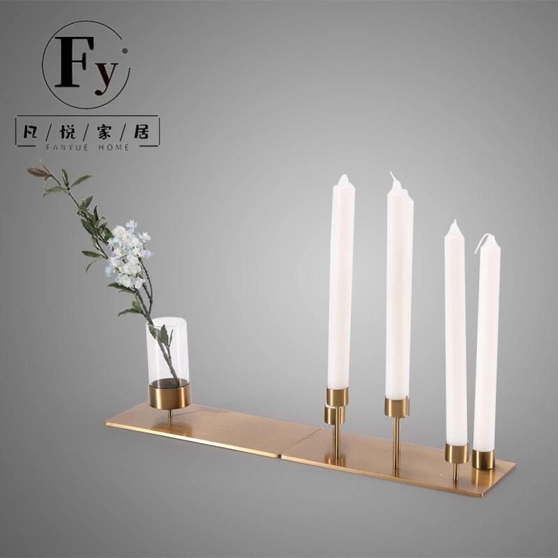 Golden Four Head Iron Candle Holder for Table Setting Wedding Decoration