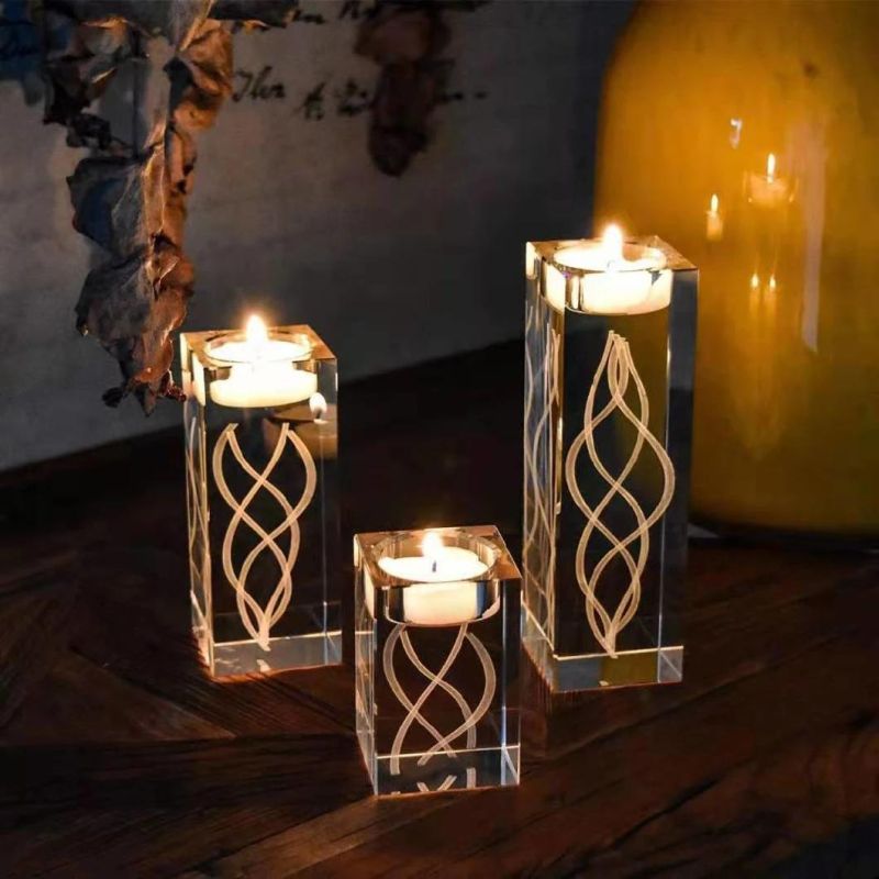 Wedding Dining Room Decoration Crystal Glass Candlelight Holder Candle Stand