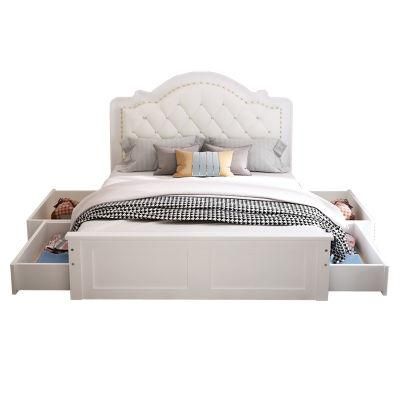 Modern Simple Solid Wood Single Bed European Style Light Luxury Household Soft Double Bed