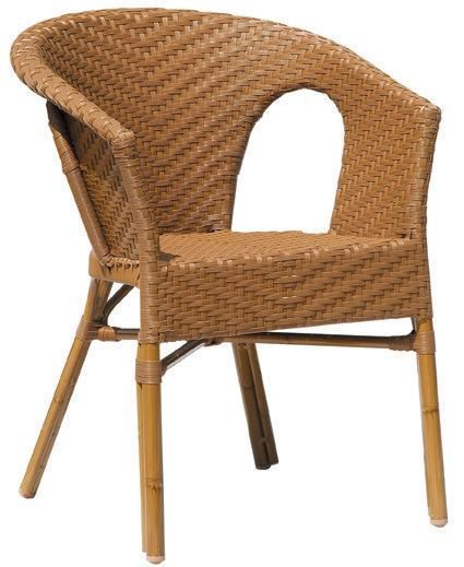 European Market Top Quality Double Tube Armrest Twin Rattan Outdoor Restaurant Chair