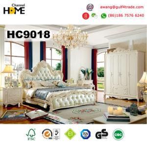 European Bedroom Furniture Wood Bed with Leather (HC9018)