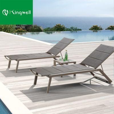Outdoor Resort Furniture Aluminum Sun Lounger with Mesh Fabric for All Weather