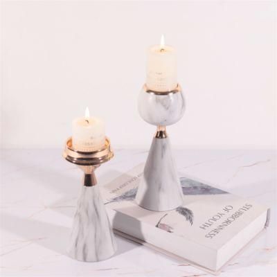 Nordic Metal Iron Marble Candlestick Living Room Dining Table Tabletop Ornaments