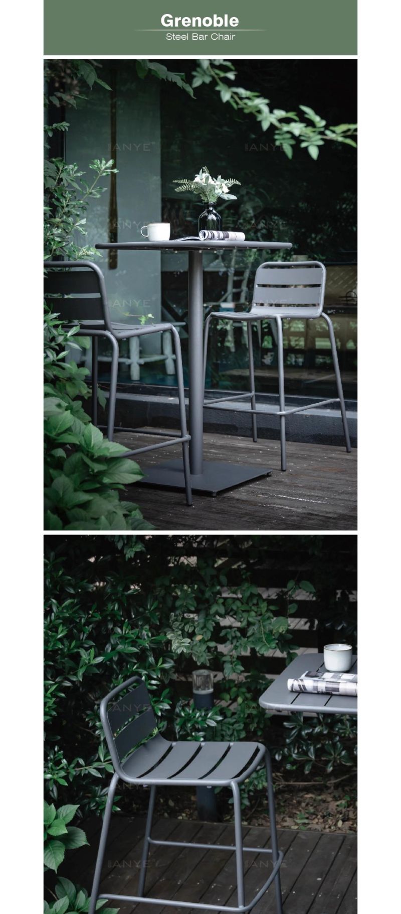 Bistro Metal Furniture Coffee Shop Furniture Outdoor Dining High Chair Leisure Coffee Chair