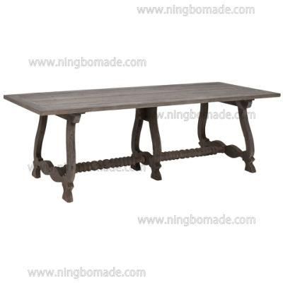 Scandinavian Countryside Style Designed Home Furniture Cold Smoky Grey Reclaimed Fir Wood Curved Dining Table