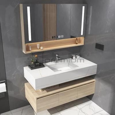 European Luxury Design Modern Wall Mounted Cabinet Furniture LED Mirror White Sintered Stone Bathroom Vanity Home Decoration Basin Vanity