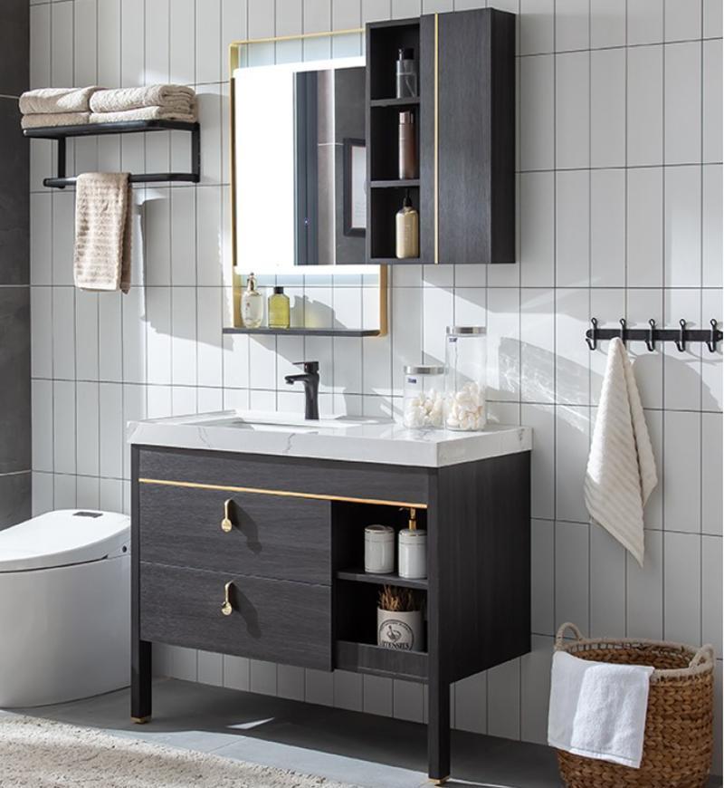 Modern Minimalist European One-Piece Ceramic Basin Bathroom Vanity Bathroom Cabinet