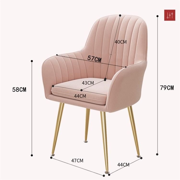 European Design Dining Room Furniture Ergonomic Pink Purple Velvet Steel Leg Dining Chair