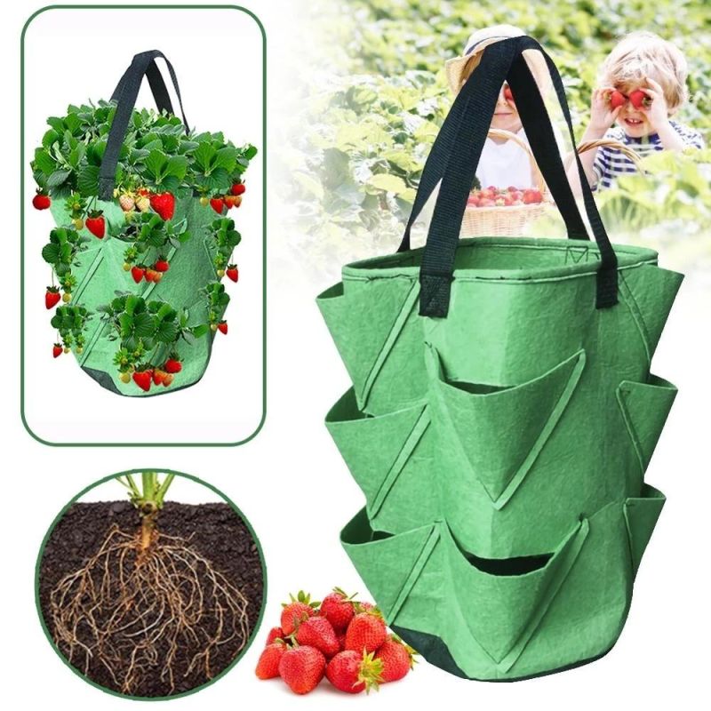 Strawberry Grow Bag DIY Jardinage Potager Strawberry Planter PE Fabrics Vegetable Garden Pots Planters Garden Bag Planting Tool