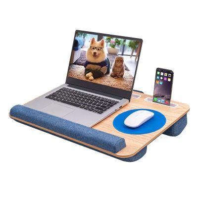 100% Bamboo Laptop Stand with Soft Cushion Portable Computer Desk