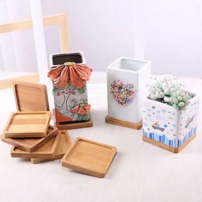 Bonsai Flower Pot Holder Fleshy Cushion Wooden Tray Planter Vase Mat Stand Home