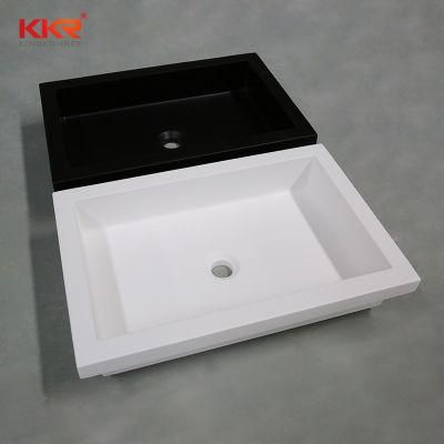 New Design Modern Luxury Undermount Black Rectangle Stone Bathroom Sink for Hotel
