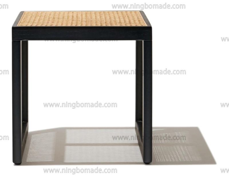 Elegant Rattan Upholstery Furniture Black South Elm and Nature Rattan Nest of Table