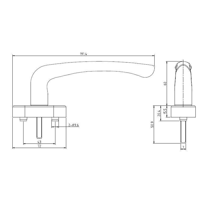 Hopo Simple Design Handle for Side-Hung Window Black Color