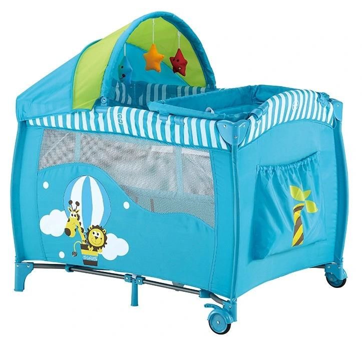 En716 Luxury Folding Infant Travel Cot Adjustable Baby Playpen Bed with Mosquito Net