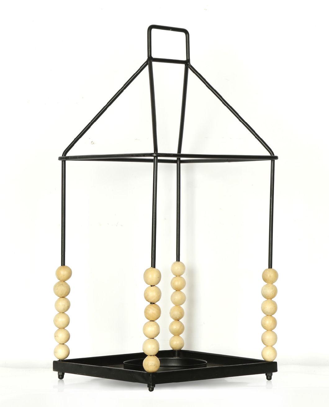 Decorative Antique Black Gold Metal Lantern Candle Holders for Candles