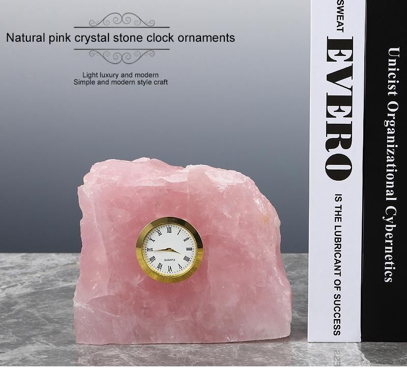 Natural Pink Crystal Stone Electronic Bell Simple Nordic Kids Bedroom OEM Desk & Table Clocks