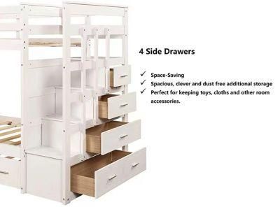 Wholesale Wooden Children Bunk Bed Roller and Store Content Drawer Double Bunk Bed