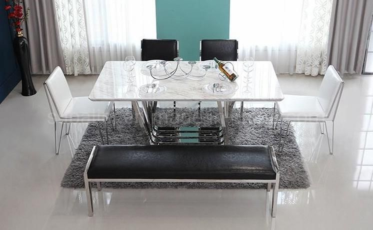 2020 New Home Dining Furniture Marble Silver Dinner Table Set