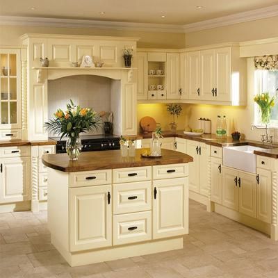 Modern European Style Full Set White Wood kitchen Cabinet Luxury Classic Island Kitchen Cabinets Designs for Sale