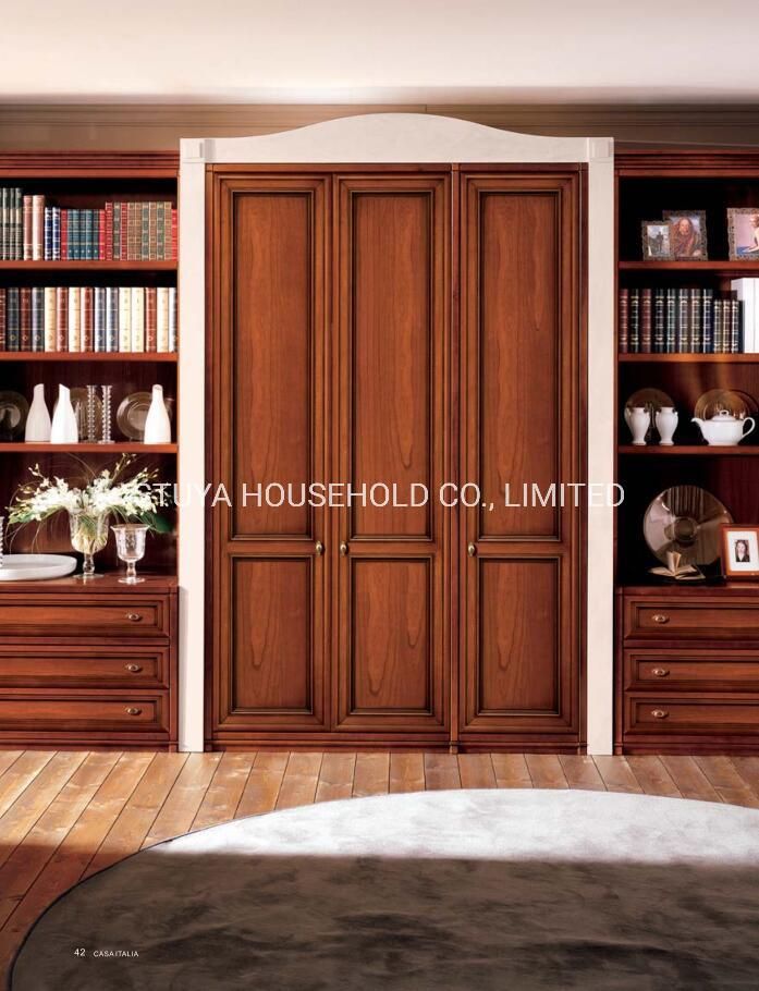 Classical Style European Alder Cherry Veneer Antique Paint Solid Wood Door Kitchen Cabinet