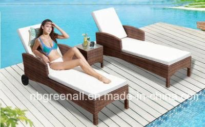 Garden Lawn Rattan Wicker Beach Bed Chaise Sun Lounge Furniture with Wheels