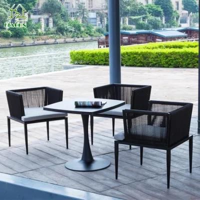 4PCS Alu Frame Rattan Wicker Tea Coffee Dining Table 4 Chairs Outdoor Furniture
