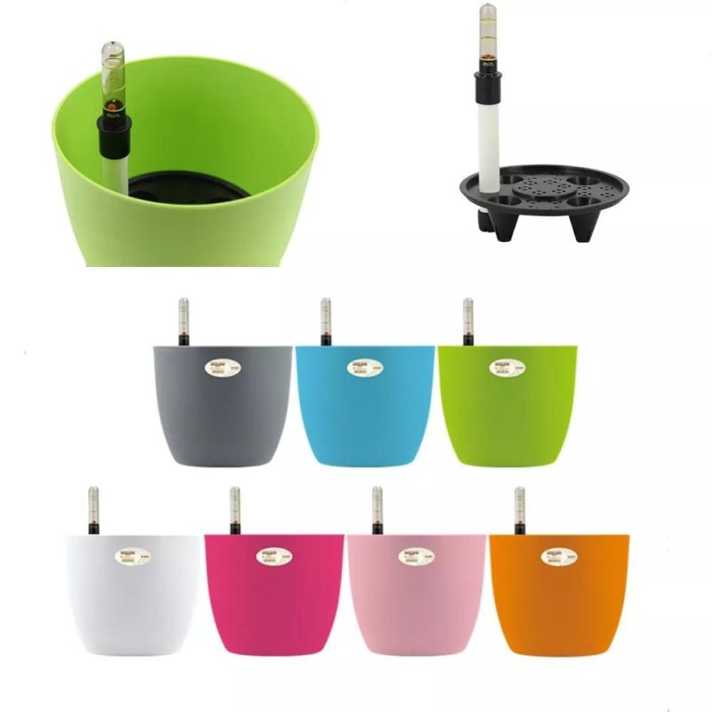 Lazy Plastic Flowerpot Automatic Water-Absorbing Basin Green Plant Balcony Office Home Fleshy Creative Flowerpot Garden Supplies