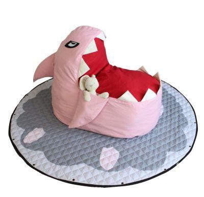 Cute Shark Bean Bag Chair Cover Kids, Soft Canvas Stuffed Animal Storage Bags Child Bedroom, Organizer Plush Toy, Towels &amp; Clothes (No Stuffing) -Pink