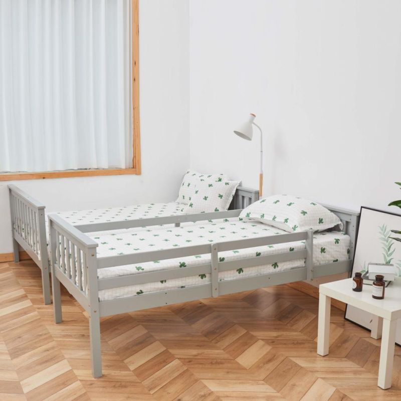 White Solid Wood Triple Bunk Bed 3 Sleeper Twins Children, Can Be Separated Into a Single Bed and a Double Bed