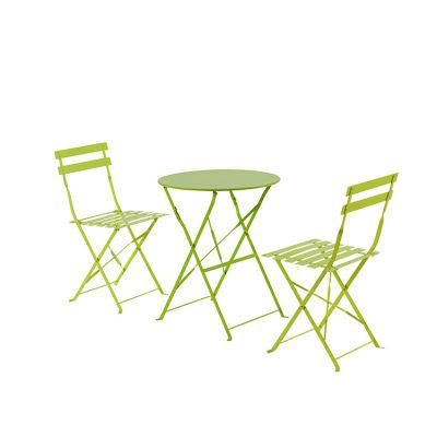 Fs460 Metal Foldable Table and Chair Set Round Table Bistro Chair Outdoor Furniture