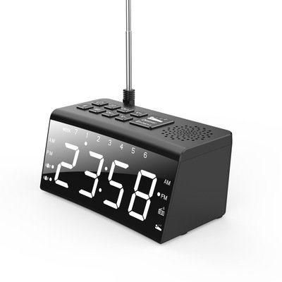 Desk and Table Am/FM Radio with Clock and Larger Digital LED Words Display Screen Combining with Dual Alarm and Snooze Mobile Phone Charging