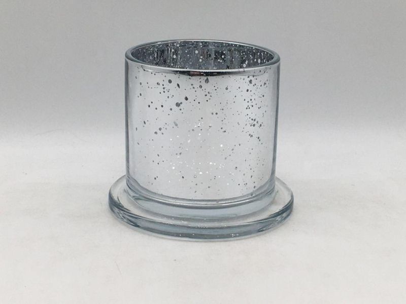 Electroplate Silver Glass Candle Holder Sparkle Cloche Glass