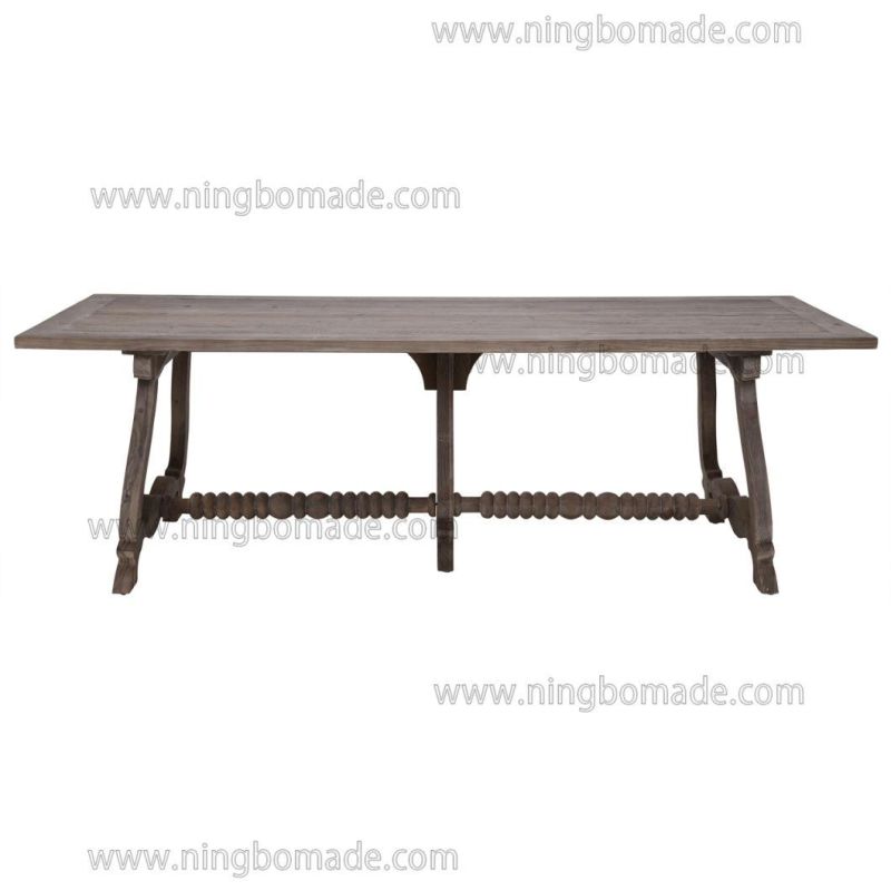 Scandinavian Countryside Style Designed Home Furniture Cold Smoky Grey Reclaimed Fir Wood Curved Dining Table