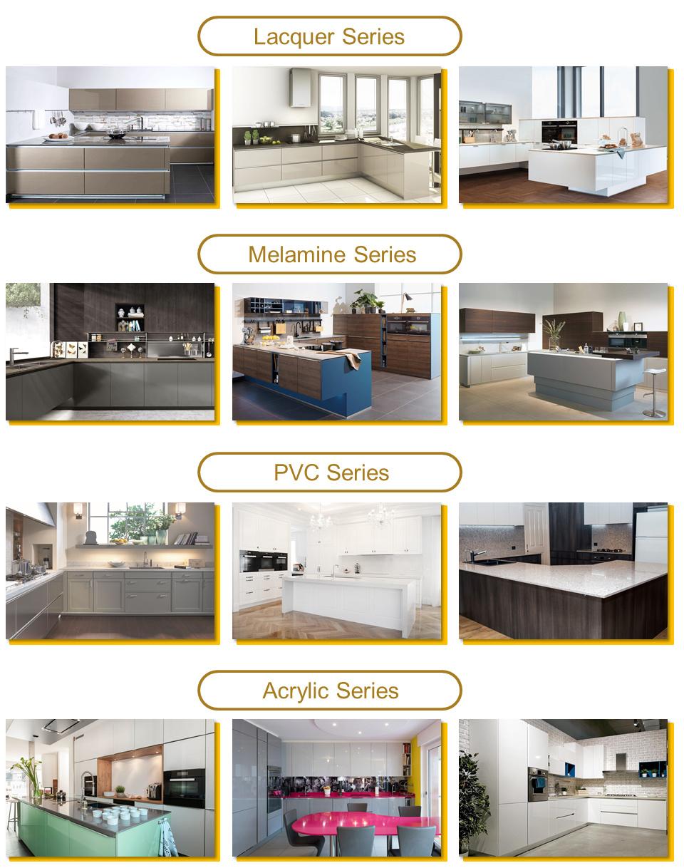 European Luxury Kitchen U-Shaped Design Modular Modern PVC Kitchen Cabinets